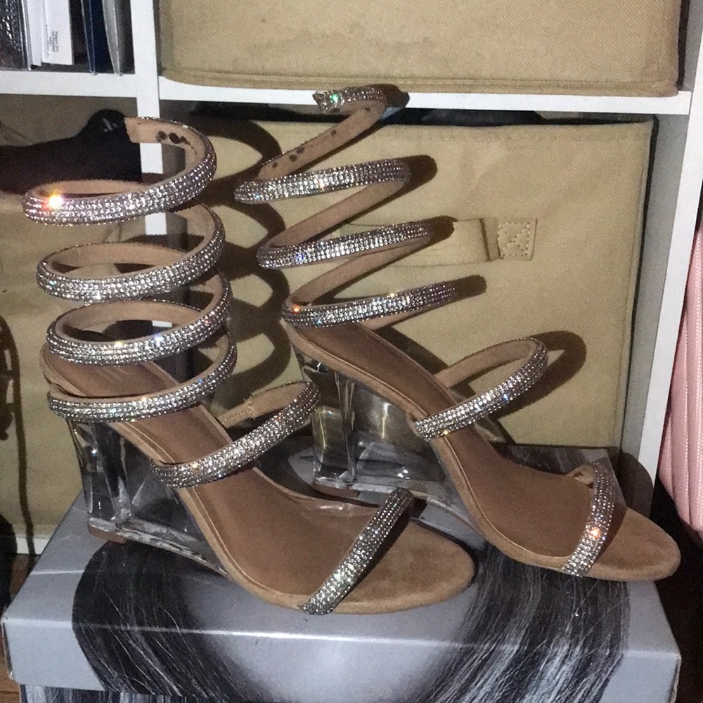 JLO wrap around rhinestone wedges